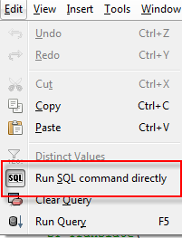 run sql command directly
