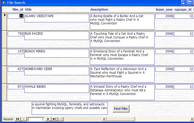 TSearch form in MS Access